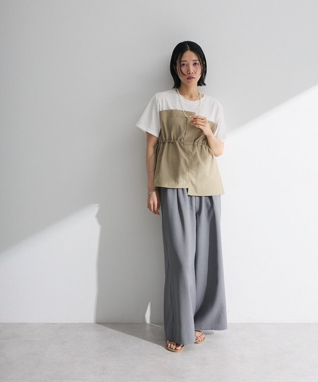 Green Parks ビスチェドッキングドロスト５分袖プルオーバー Khaki