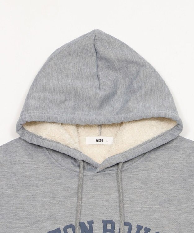 WEGO 【ユニセックス着用ITEM/裏起毛】カレッジロゴボアパーカー 杢グレー