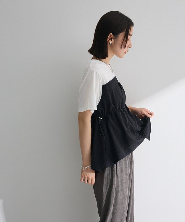 Green Parks ビスチェドッキングドロスト５分袖プルオーバー Khaki