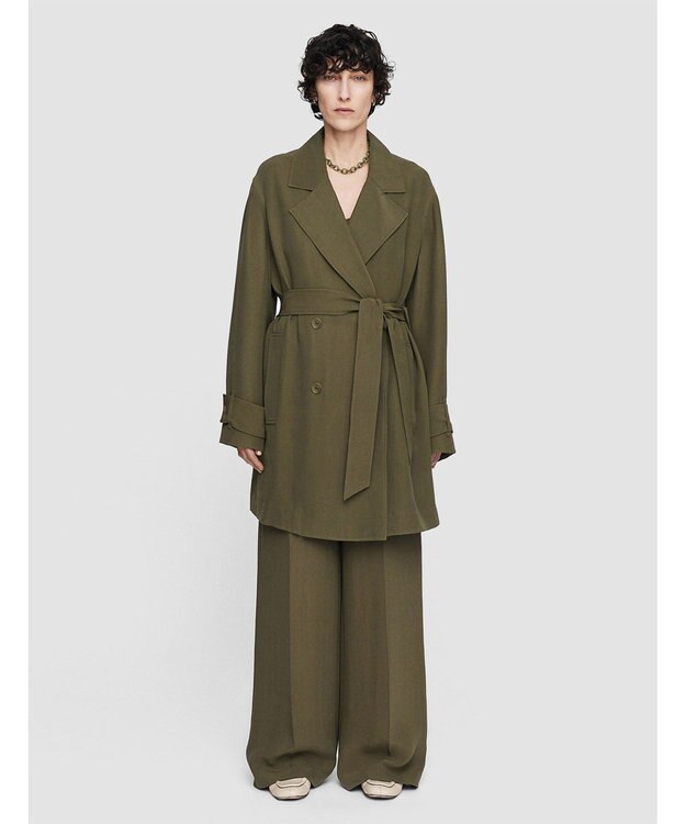 JOSEPH ヘビーシルククレープ　ミドルコート Hass Avocado