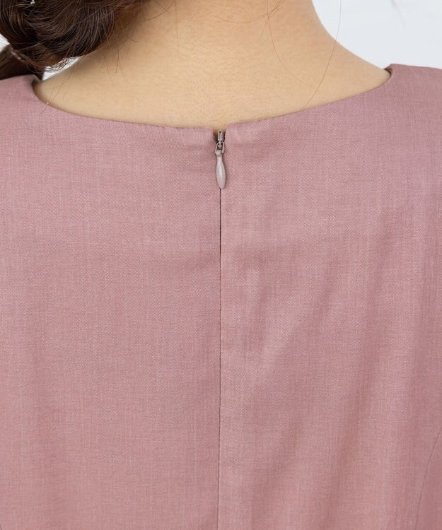 Tiaclasse L 【洗える】ナローフレアパフスリーブワンピース ピンク