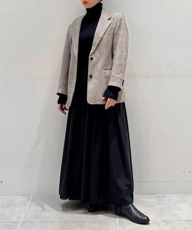 #Newans 【LEE掲載アイテム】ダブルギャザーロングスカート ブラック