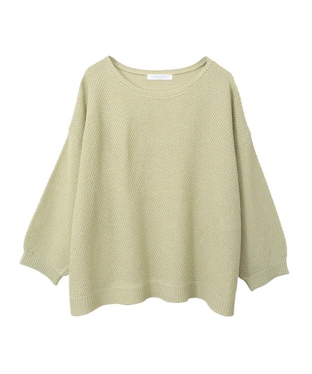 Green Parks かのこボートネック７分袖ニットプルオーバー Green