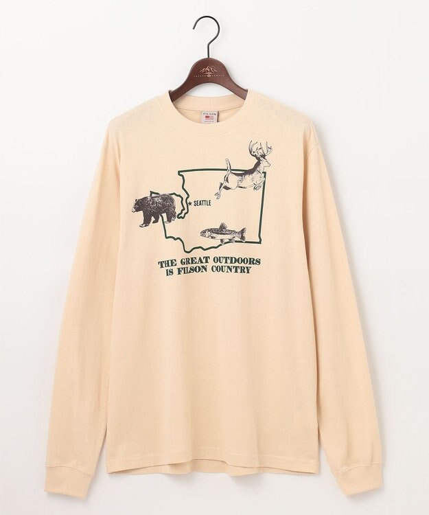 JOSEPH ABBOUD MOUNTAIN 【FILSON】LONG SLEEVE PLONEER GRAPHIC T SHIRT アイボリー系