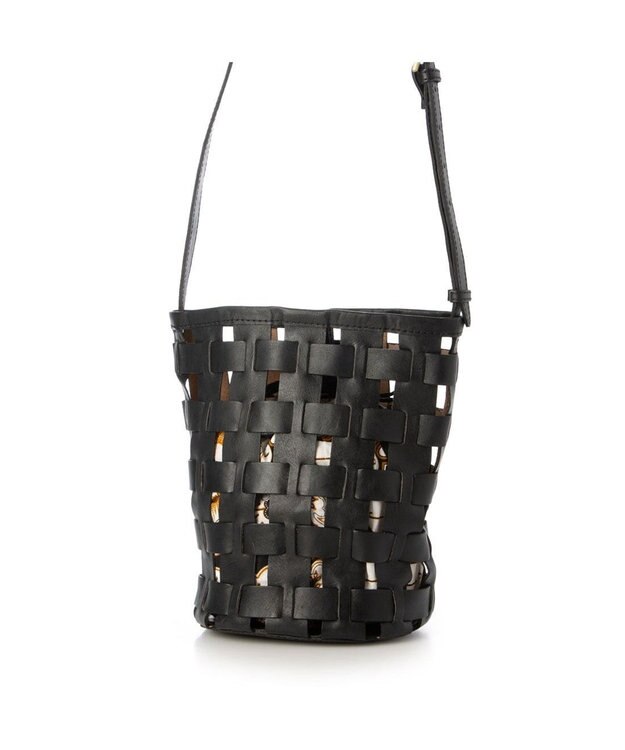 UNBILLION ピークスピーク PEAKS PEAK / 牛革透かし編みメッシュショルダートート ブラック