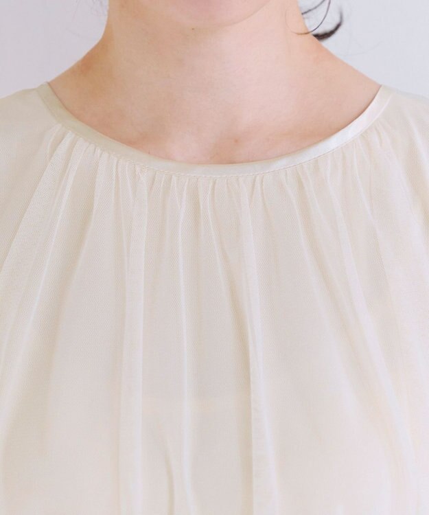 Tiaclasse 【洗える】チュールレースノースリーブトップス アイボリー