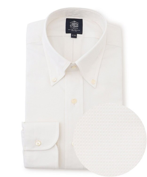 J.PRESS MEN 【PREMIUM PLEATS / 形態安定】ピンヘッド ドレスシャツ / B.D. ホワイト系