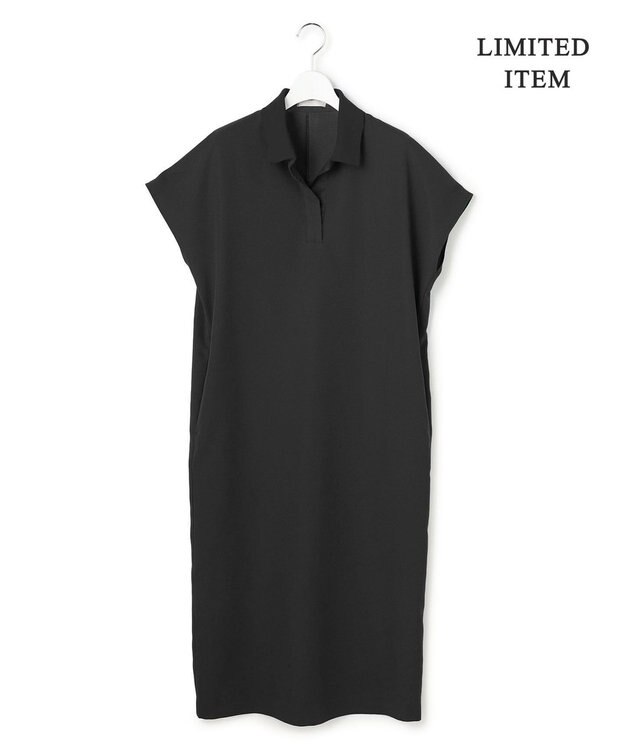 ICB 【先行予約・WEB限定】FluidBackSatin ニット衿シャツワンピース ブラック