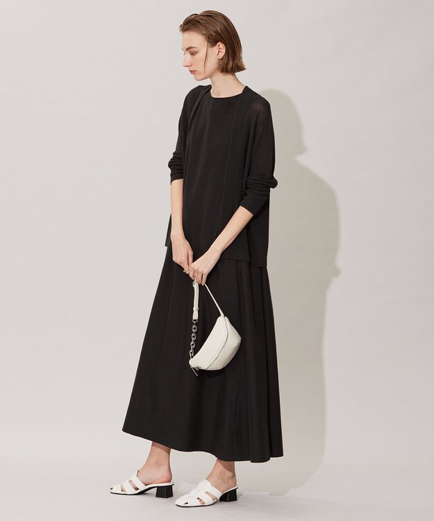 ICB L 【洗える】 コットンアセテート カーディガン チャコールグレー系