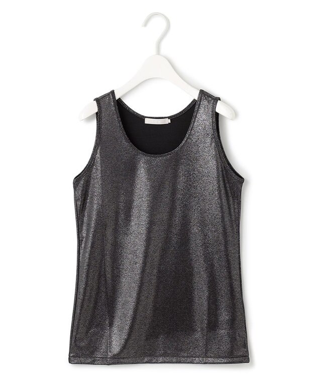 ICB L 【洗える】シャイニータンクトップ カットソー シルバー系