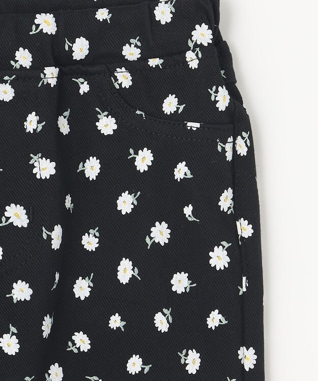 ANY KIDS 総柄 カット パンツ ブラック×花柄