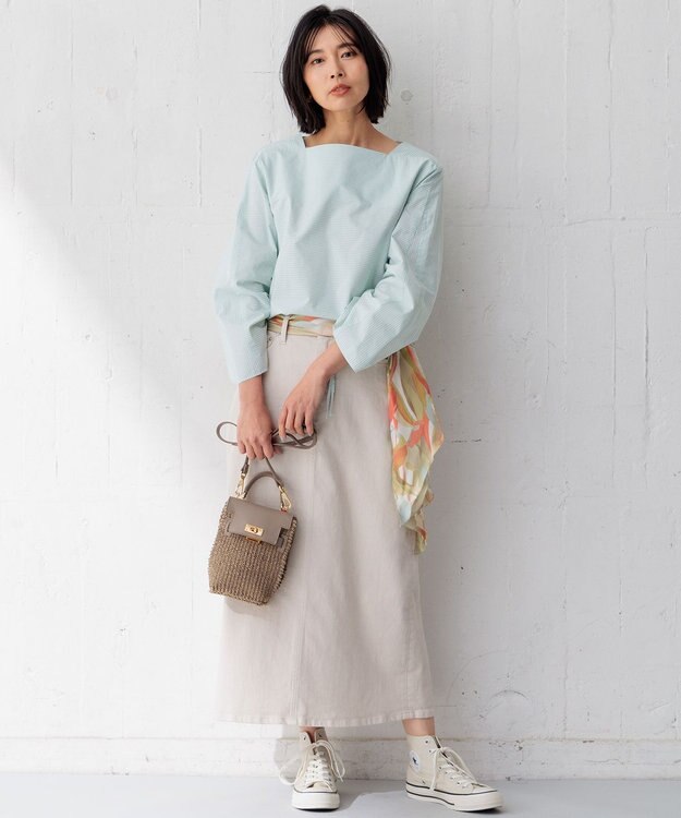 23区 【Oggi4月号掲載/洗える】CANCLINI デザインスリーブ ブラウス ミントストライプ