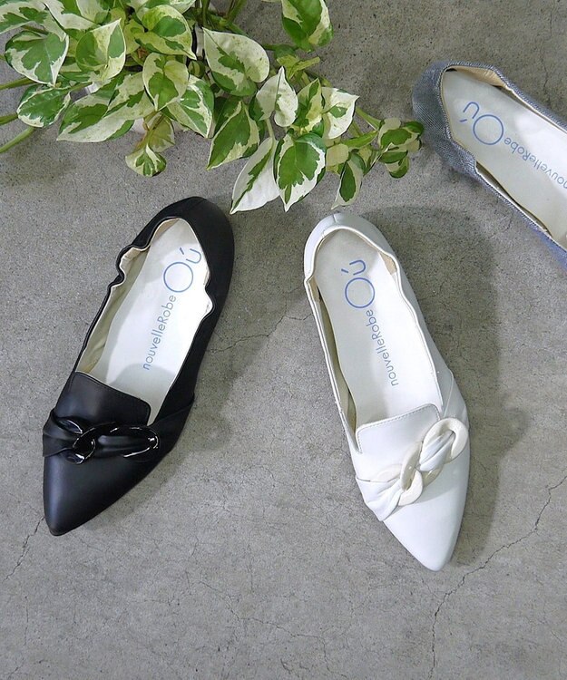 nouvelleRobe Oū 【本革・高反発】Big-Bit Slip-on ポインテッドトゥスリッポン ホワイト