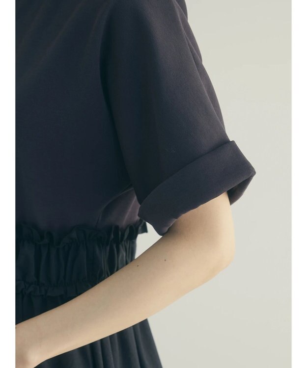 Green Parks armonia.異素材切替ドルマンワンピース Charcoal Gray