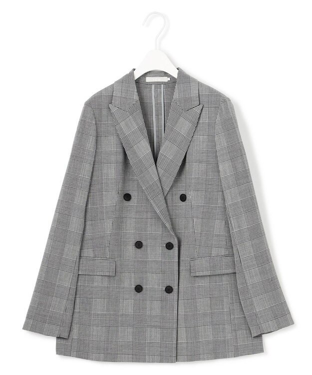 ICB L ウール2WAYストレッチ ダブルブレストジャケット グレンチェック系