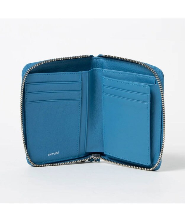 UNBILLION ペルケ perche / ドット型押しラウンドパームフィット財布 ブルー