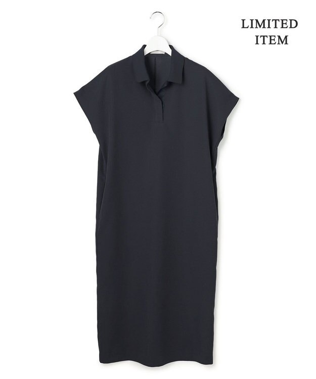 ICB 【先行予約・WEB限定】FluidBackSatin ニット衿シャツワンピース ネイビー