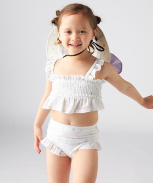 OP／FILA 【marie claire ENFANTS】シャーリングセパレート水着 ホワイト