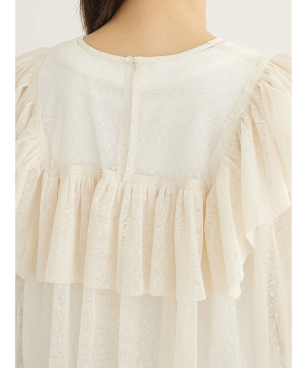 Green Parks ■ＥＳＣＡＲ　ドットチュールフレアヨークプルオーバー Ivory