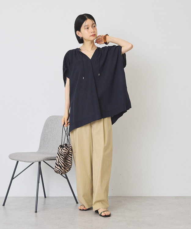 AMERICAN HOLIC フレンチスリーブスキッパーブラウス Dark Navy