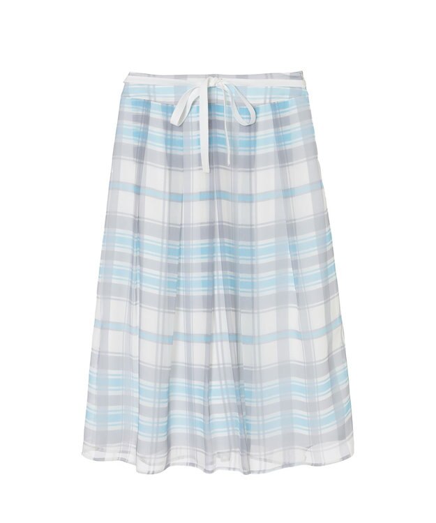 DAKS 50th アニバーサリーチェック シフォン レイヤードスカート ブルー