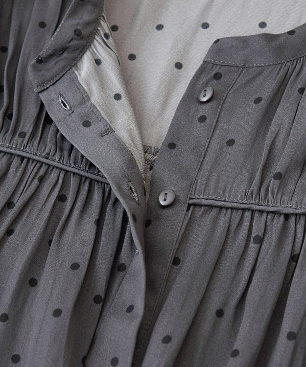 YECCA VECCA ドット柄ギャザーブラウス Camel