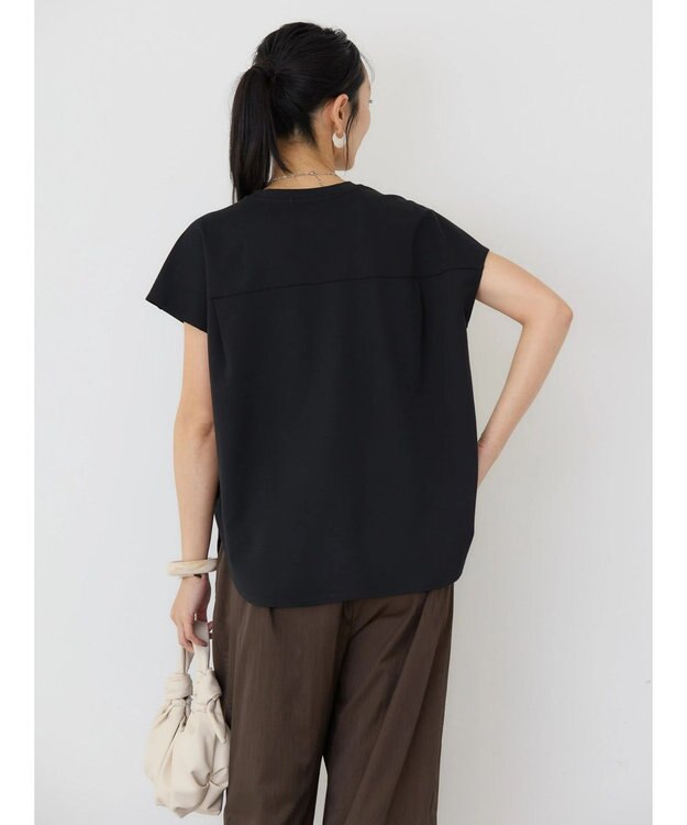 AMERICAN HOLIC 接触冷感フレンチスリーブタックポンチプルオーバー Black