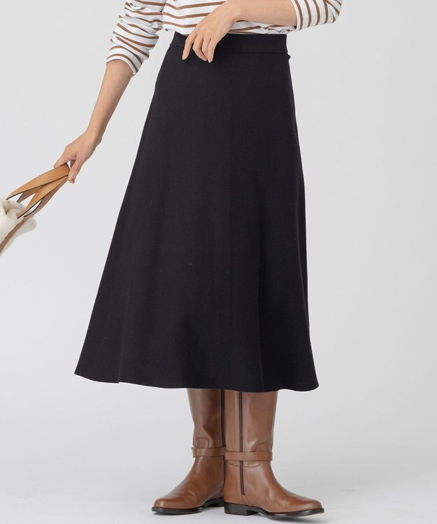 23区 S ヴィスコースストレッチ フレア スカート ブラック