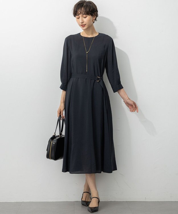 23区 シアースパンオーガンジー ワンピース ネイビー系