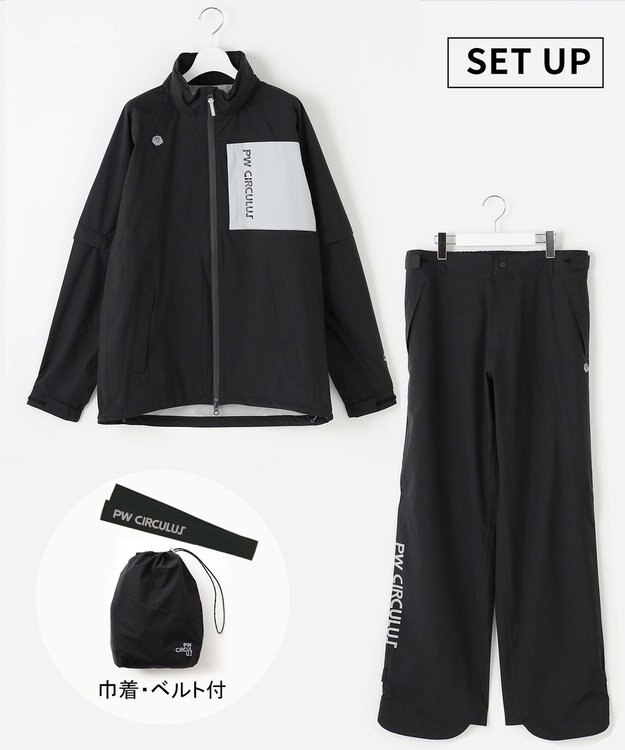 PW CIRCULUS 【 耐水圧20000mm  / レイン対応 】【UNISEX】防水レインウエアセット ゴルフ ブラック系