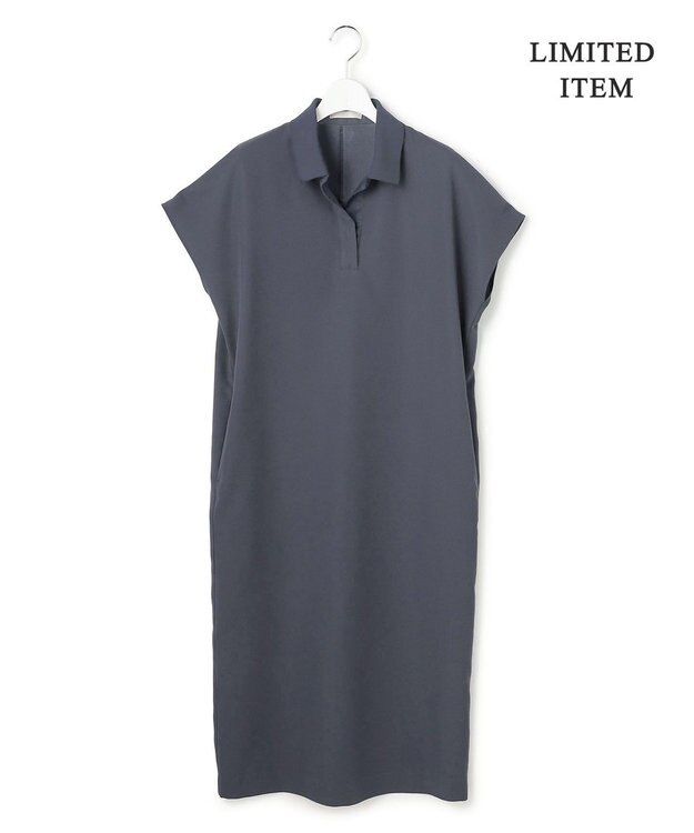 ICB 【先行予約・WEB限定】FluidBackSatin ニット衿シャツワンピース ダルブルー