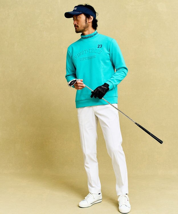 23区GOLF 【MEN】パターンからゴルフに合わせたしっかり素材のカノコダンボールモック ターコイズブルー系