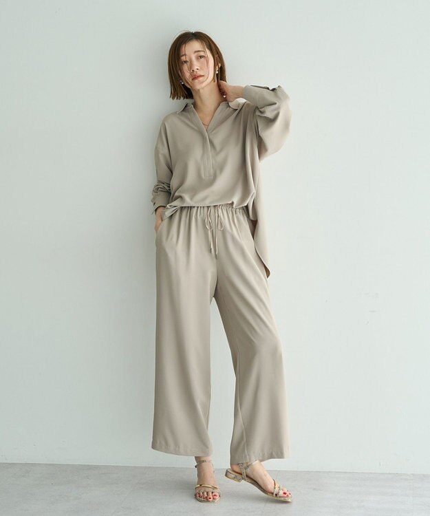 YECCA VECCA 【2点SET】スキッパーデザインセットアップ Gray Beige