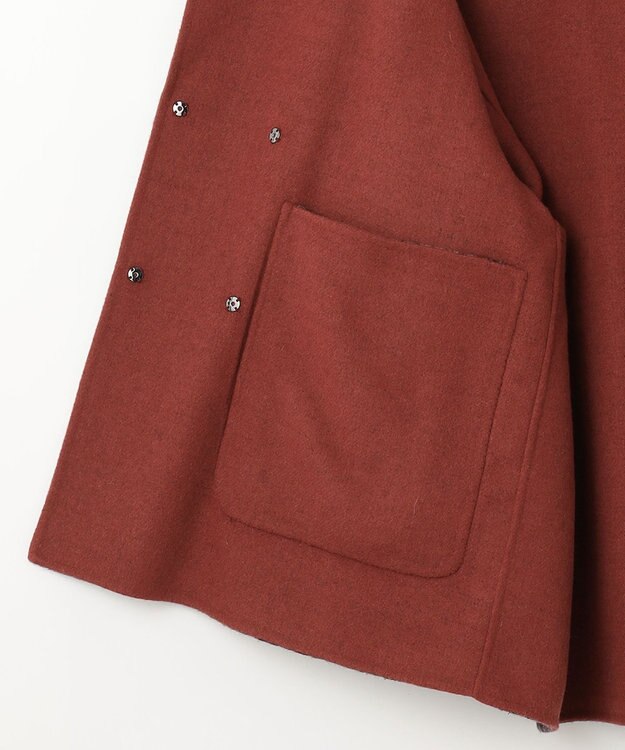 自由区 【リバーシブル】ウールリバー フード付きショートコート レッド系