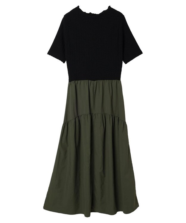 Green Parks しぼドッキングワンピース Khaki