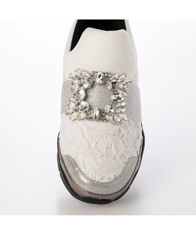 MODE ET JACOMO <carino>ビジューバックル厚底スニーカー ホワイト