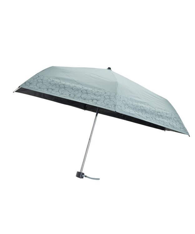 MOONBAT 晴雨兼用日傘 折りたたみ傘 ラインフラワー／遮光 遮熱 UV ライトグリーン