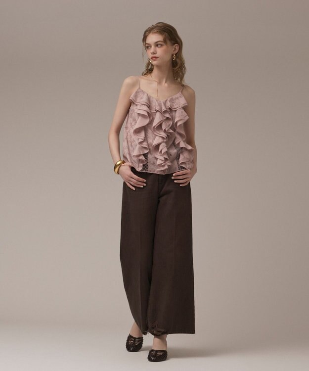 GRACE CONTINENTAL エンブロイダリーキャミブラウス ピンク