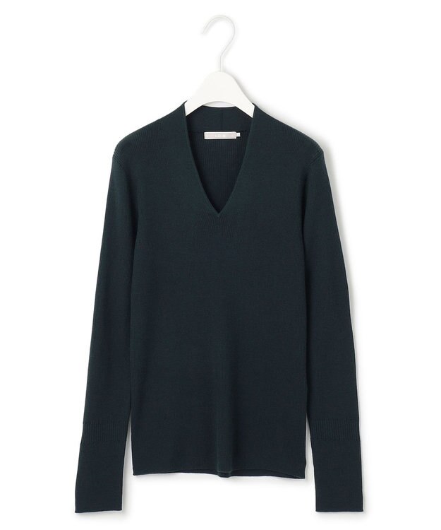 ICB 【新色追加・洗える】エクストラファインメリノ Vネックプルオーバー ミッドグリーン系