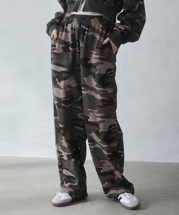 WEGO 【ウエストゴム/XSSMサイズ展開】スウェットワイドパンツ 柄1