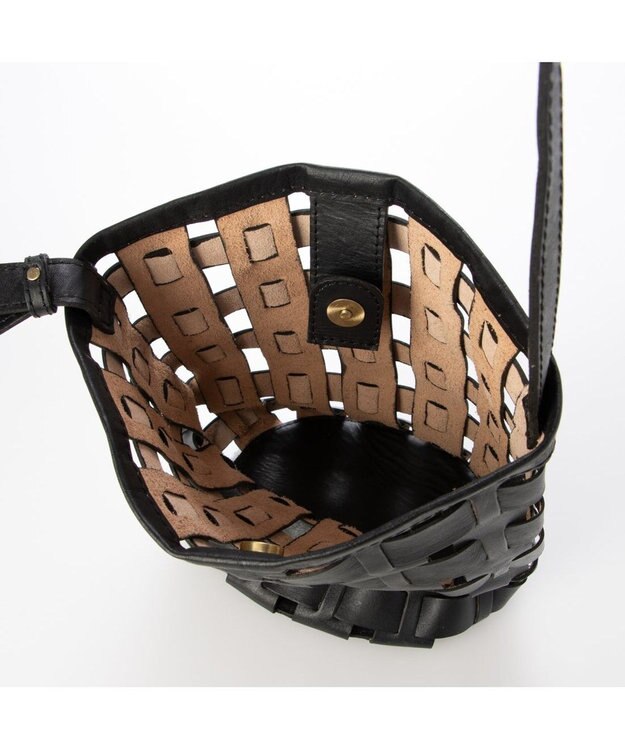 UNBILLION ピークスピーク PEAKS PEAK / 牛革透かし編みメッシュショルダートート ブラック