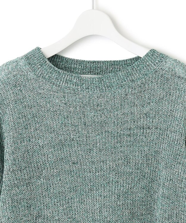 23区 ピュアリネン パフスリーブ ニット ピーコックグリーン系