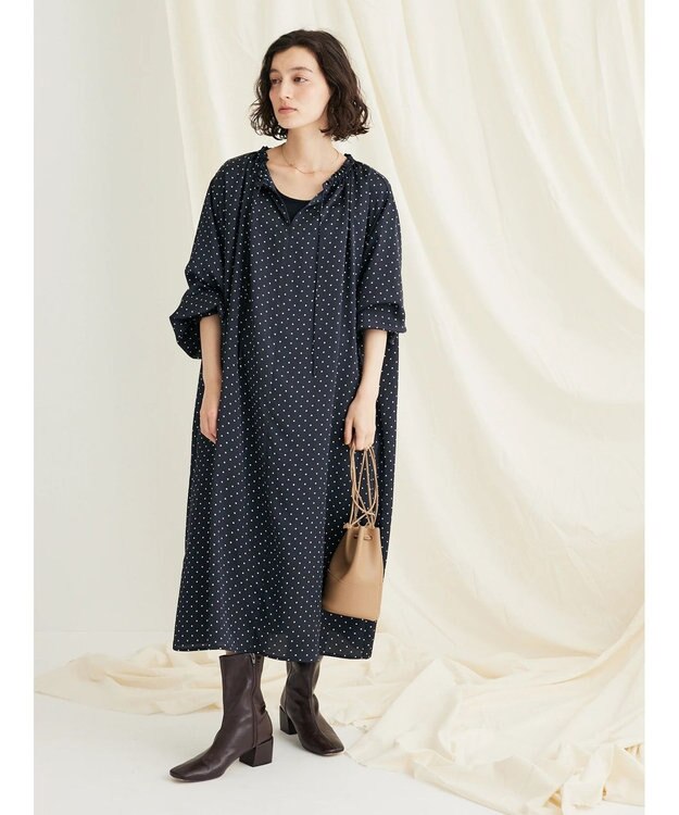 CRAFT STANDARD BOUTIQUE 柄ギャザーマキシワンピース Dot