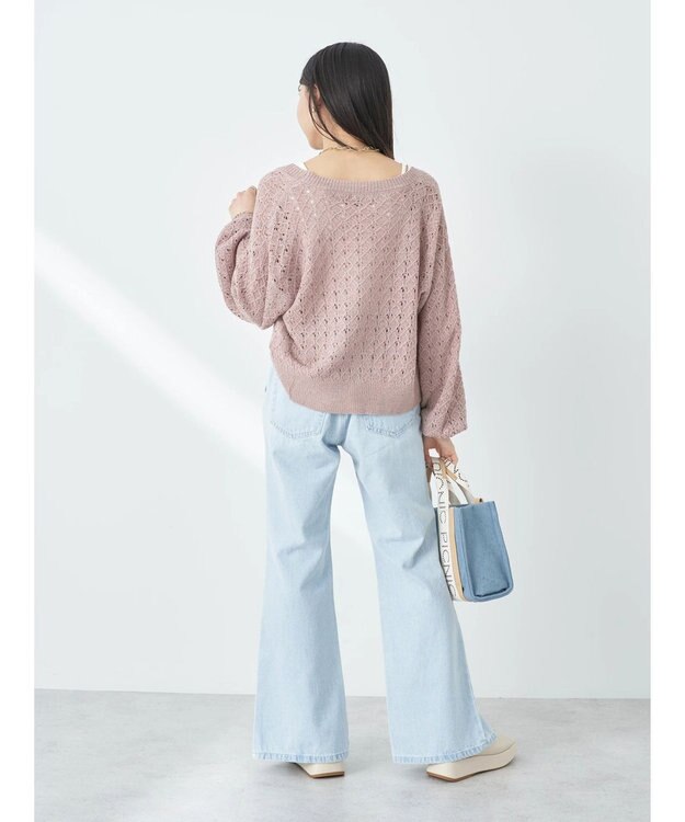 earth music&ecology センタースリットデニムパンツ Light Indigo