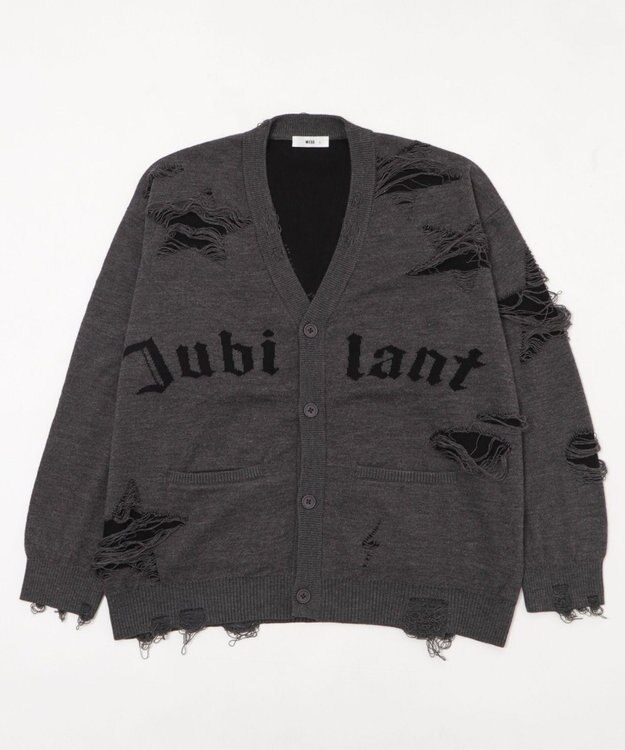 WEGO 【ユニセックス着用ITEM】ダメージジャガードカーディガン スミクロ