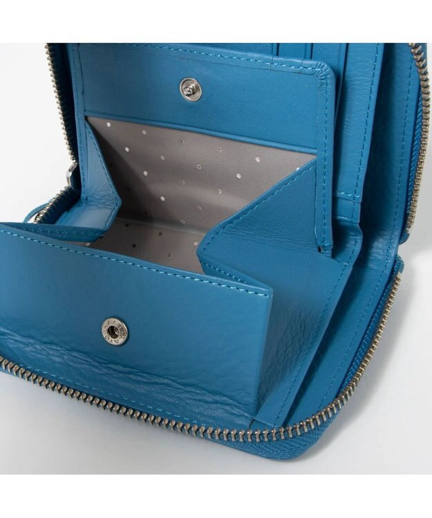 UNBILLION ペルケ perche / ドット型押しラウンドパームフィット財布 ブルー