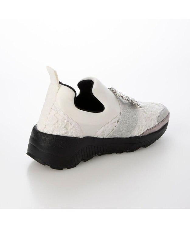 MODE ET JACOMO <carino>ビジューバックル厚底スニーカー ホワイト