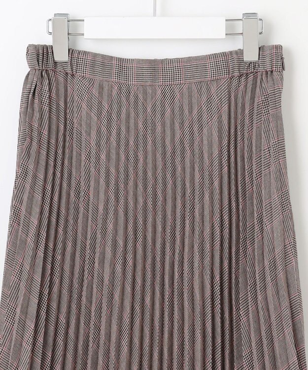 J.PRESS LADIES L 【洗える】テトロンレーヨンビエラ チェック プリーツ スカート ダークブラウン×パープル系