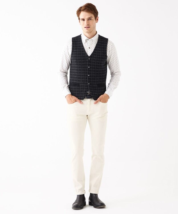 JOSEPH ABBOUD 【キングサイズ】JCヘリンボーンプリント　シャツ ホワイト系5