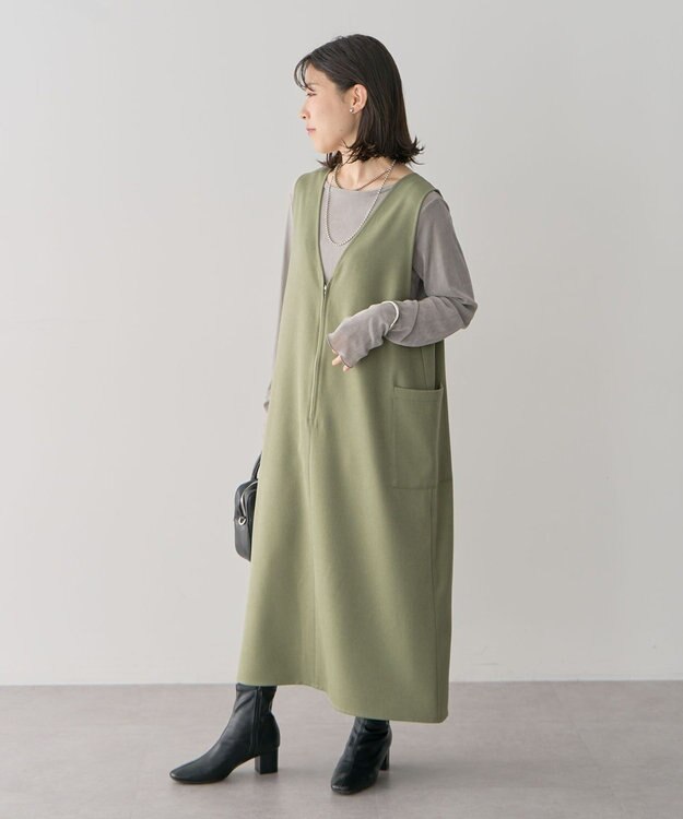 Green Parks 前後２ＷＡＹハーフＺＩＰジャンパースカート Khaki